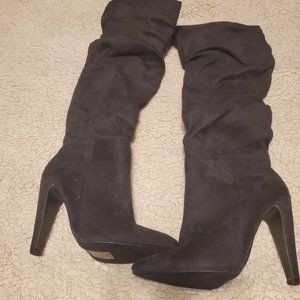 Yoki slouch knee black high heel boot